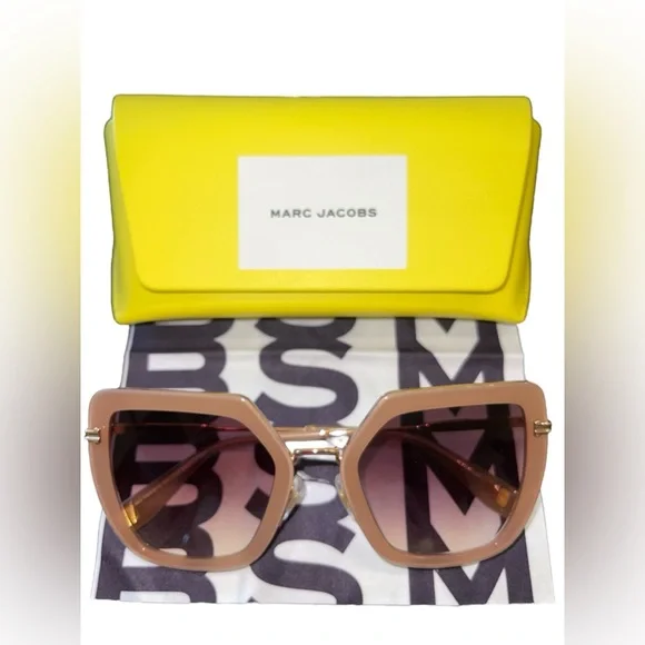 Marc Jacobs Butterfly Style Chic Oversized Sunglasses Beige/Gold NWT - Picture 14 of 16